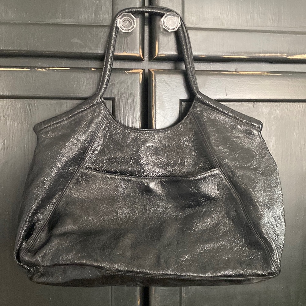 Helen Welsh patent leather bag with dust bag